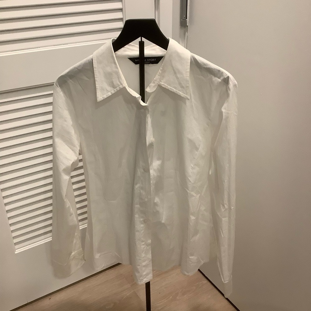 Marina Rinaldi Sport Button Up Long Sleeve Cotton Shirt White Classic Office